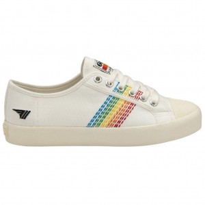 Gola Vegan Classics Coaster Rainbow Stitch Shoes Hvite Norge | WCAREH-731
