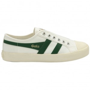 Gola Vegan Classics Coaster Slip Shoes Hvite Grønn Norge | UQAXRY-428