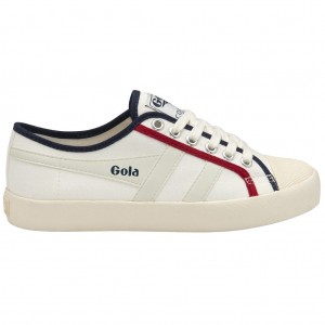 Gola Vegan Classics Coaster Smash Shoes Hvite Marineblå Dyp Rød Norge | XDVHNR-923