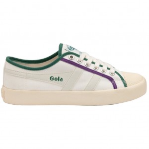 Gola Vegan Classics Coaster Smash Shoes Hvite Mørke Grønn Lilla Norge | HLZFDK-042