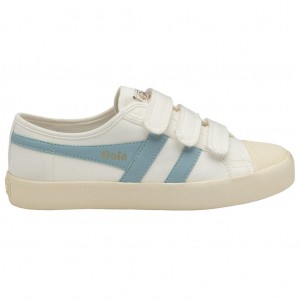 Gola Vegan Classics Coaster Strap Sneakers Hvite Blå Norge | HBDPOG-592