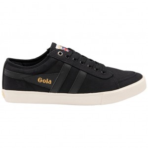 Gola Vegan Classics Comet Plimsoll Sneakers Svarte Svarte Hvite Norge | UAZKVR-035