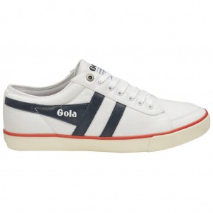 Gola Vegan Classics Comet Plimsoll Sneakers Hvite Marineblå Rød Norge | YIVXGO-280