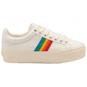 Gola Vegan Classics Orchid Platform Rainbow Shoes Hvite Norge | NWBOJR-497