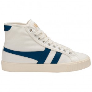 Gola Vegan Classics Tennis Mark Cox High Sneakers Hvite Blå Norge | AUOXTD-315