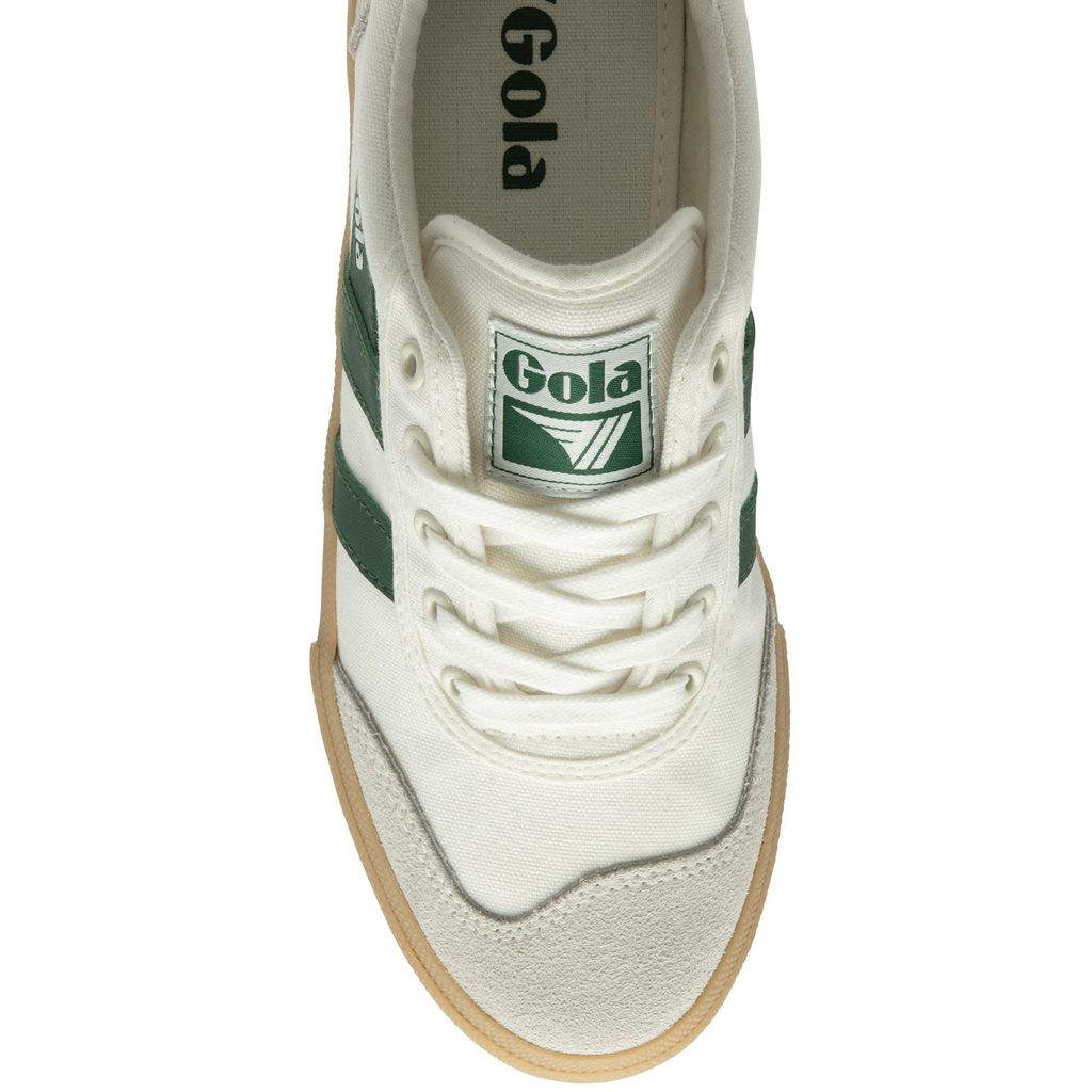 Gola Classics Badminton Plimsoll Sneakers Hvite Grønn Norge | USNXJV-416
