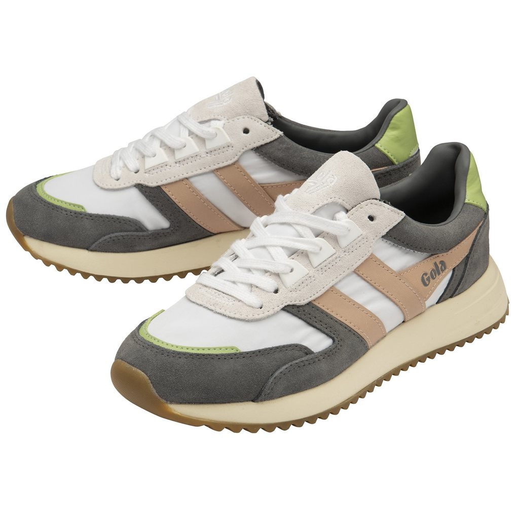 Gola Classics Chicago Sneakers Hvite Rosa Grønn Norge | AGSJRI-061