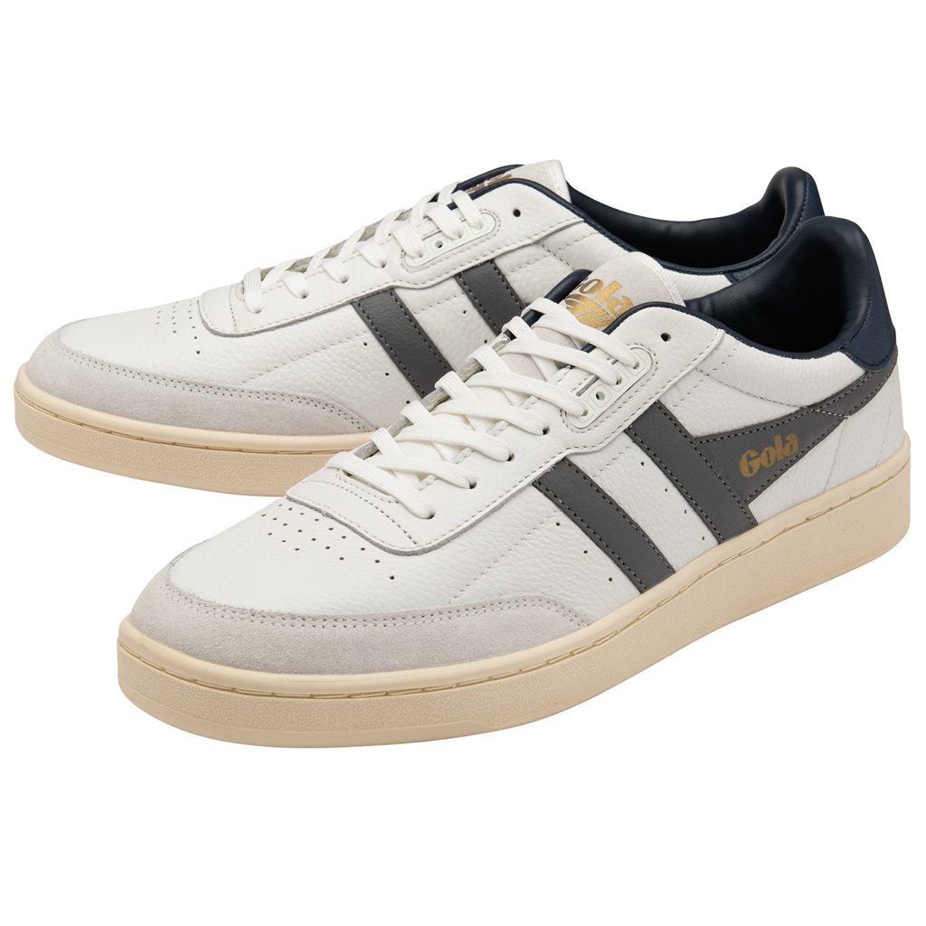 Gola Classics Contact Leather Sneakers Hvite Marineblå Norge | UQCTXK-798