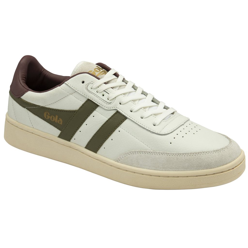 Gola Classics Contact Leather Sneakers Hvite Khaki Burgunder Norge | OBQULF-316