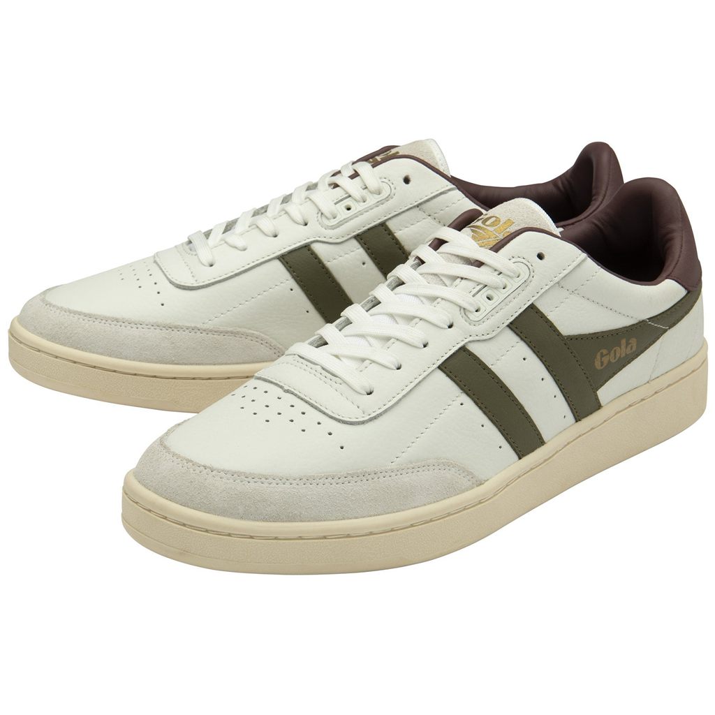 Gola Classics Contact Leather Sneakers Hvite Khaki Burgunder Norge | OBQULF-316