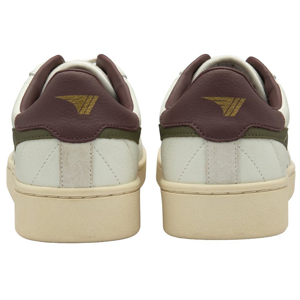 Gola Classics Contact Leather Sneakers Hvite Khaki Burgunder Norge | OBQULF-316