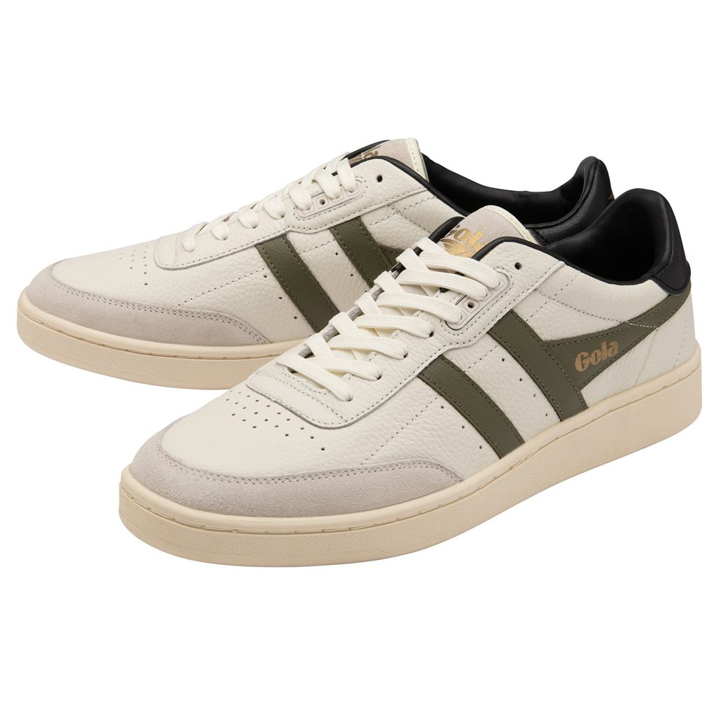 Gola Classics Contact Leather Sneakers Hvite Khaki Svarte Norge | LUWOCG-759