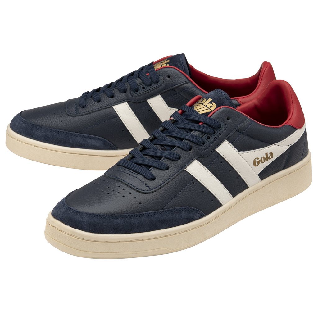 Gola Classics Contact Leather Sneakers Marineblå Hvite Dyp Rød Norge | FOCSDJ-417