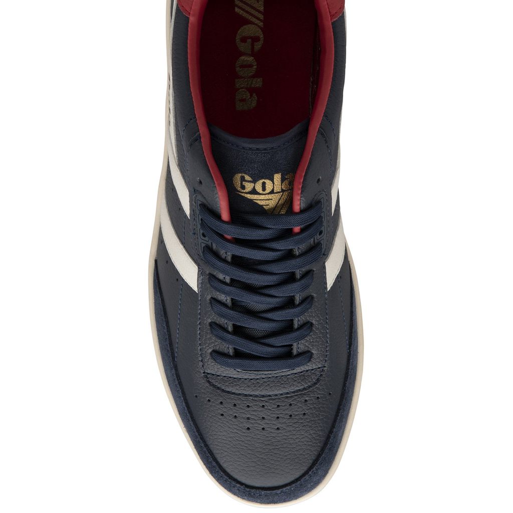 Gola Classics Contact Leather Sneakers Marineblå Hvite Dyp Rød Norge | FOCSDJ-417