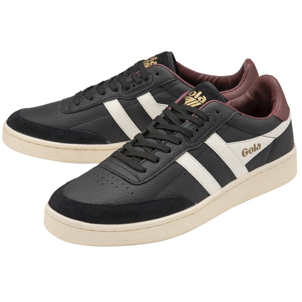 Gola Classics Contact Leather Sneakers Svarte Hvite Burgunder Norge | XHTGJN-853