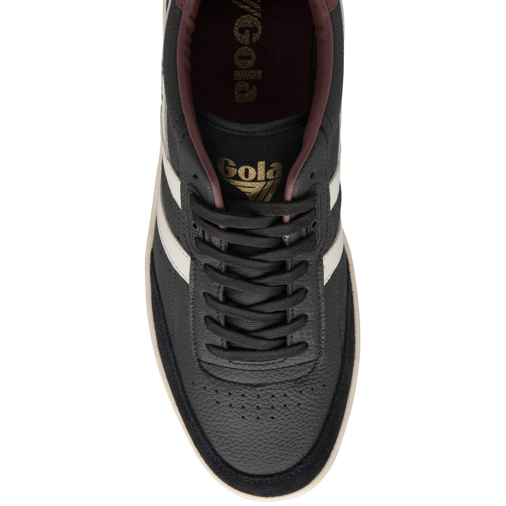 Gola Classics Contact Leather Sneakers Svarte Hvite Burgunder Norge | XHTGJN-853