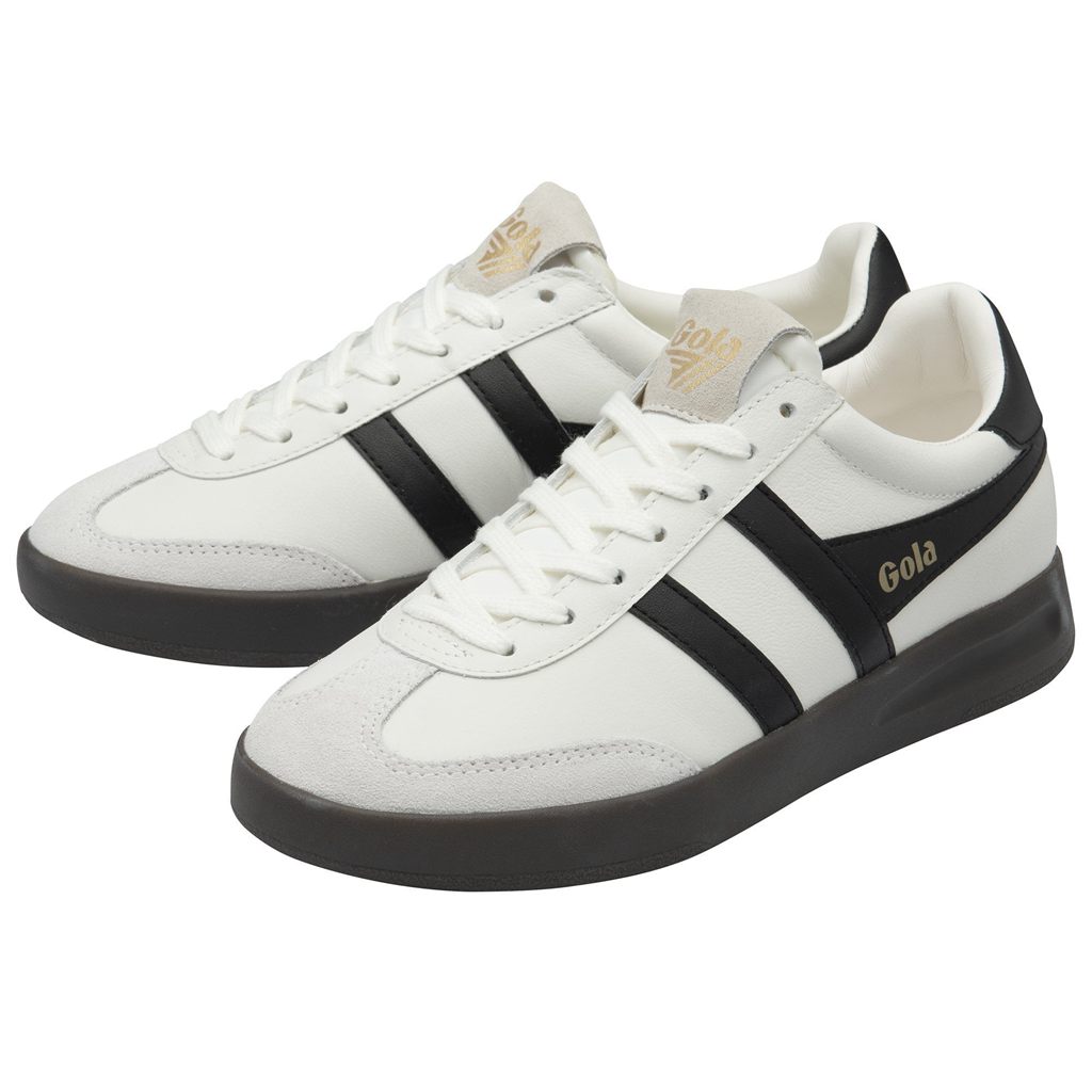 Gola Classics Cyclone Leather Sneakers Hvite Svarte Mørke Norge | XSBRYH-684