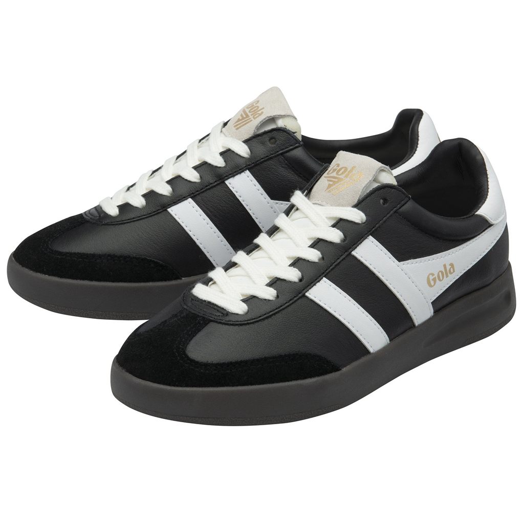 Gola Classics Cyclone Leather Sneakers Svarte Hvite Mørke Norge | WHUDVC-896