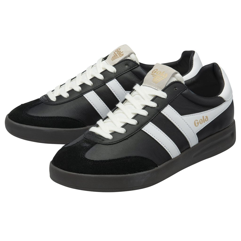 Gola Classics Cyclone Leather Sneakers Svarte Hvite Mørke Norge | SQNXAO-069