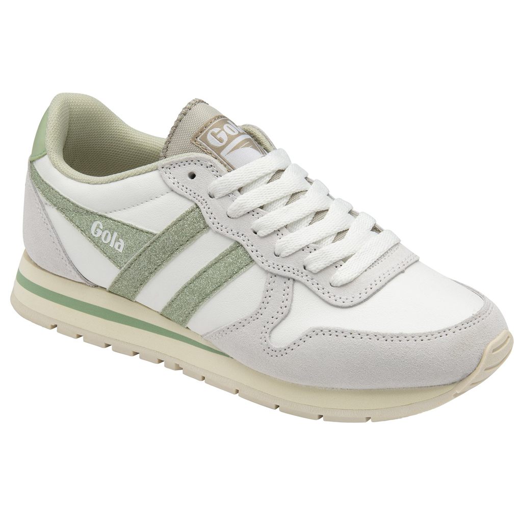 Gola Classics Daytona Glitter Sneakers Hvite Lyse Grønn Norge | QIYWJT-067