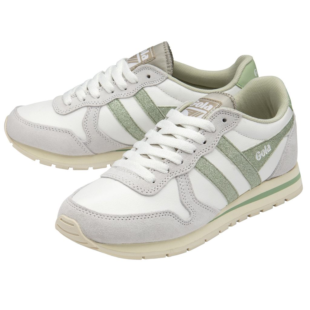 Gola Classics Daytona Glitter Sneakers Hvite Lyse Grønn Norge | QIYWJT-067