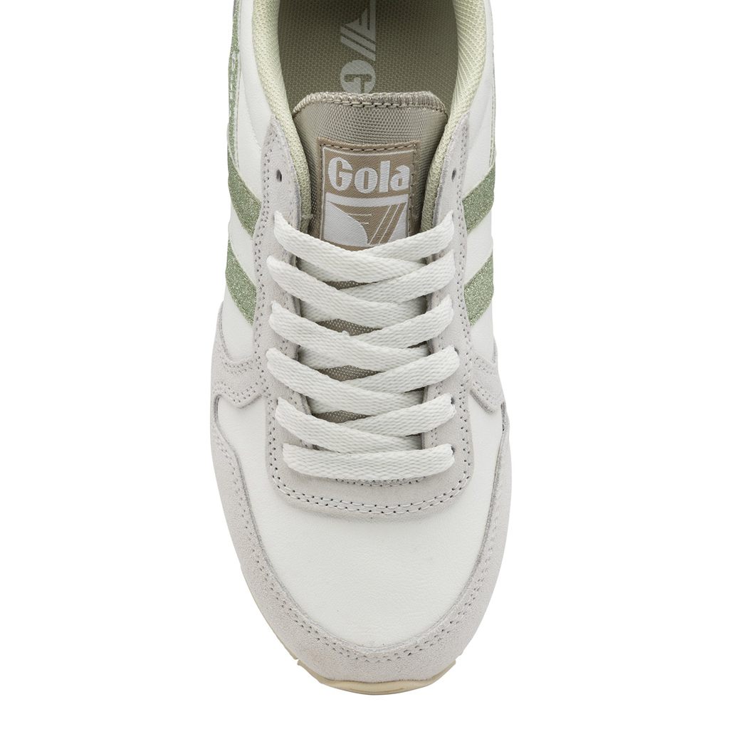 Gola Classics Daytona Glitter Sneakers Hvite Lyse Grønn Norge | QIYWJT-067