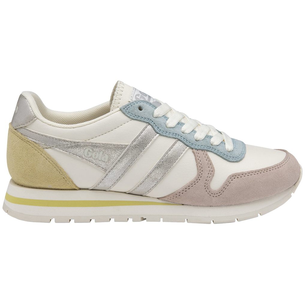 Gola Classics Daytona Quadrant Sneakers Hvite Sølv Sitron Norge | UYWEMV-802