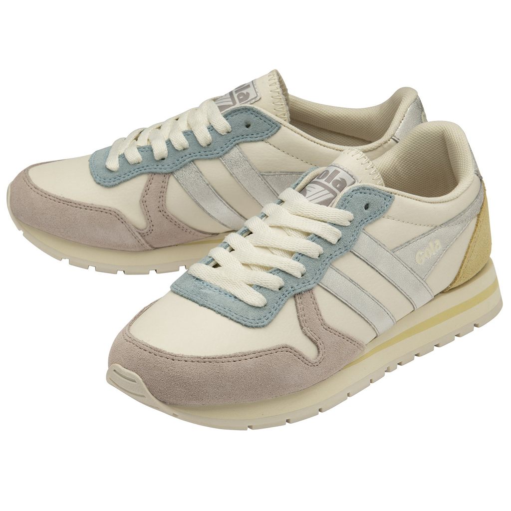 Gola Classics Daytona Quadrant Sneakers Hvite Sølv Sitron Norge | UYWEMV-802