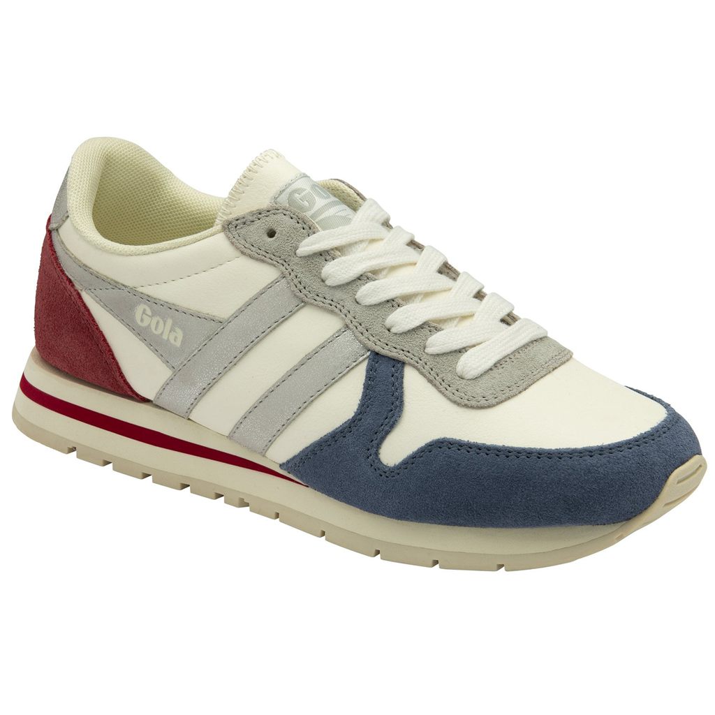 Gola Classics Daytona Quadrant Sneakers Hvite Sølv Dyp Rød Norge | OSEDKP-618