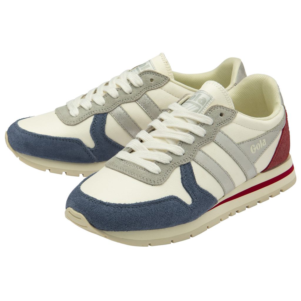 Gola Classics Daytona Quadrant Sneakers Hvite Sølv Dyp Rød Norge | OSEDKP-618