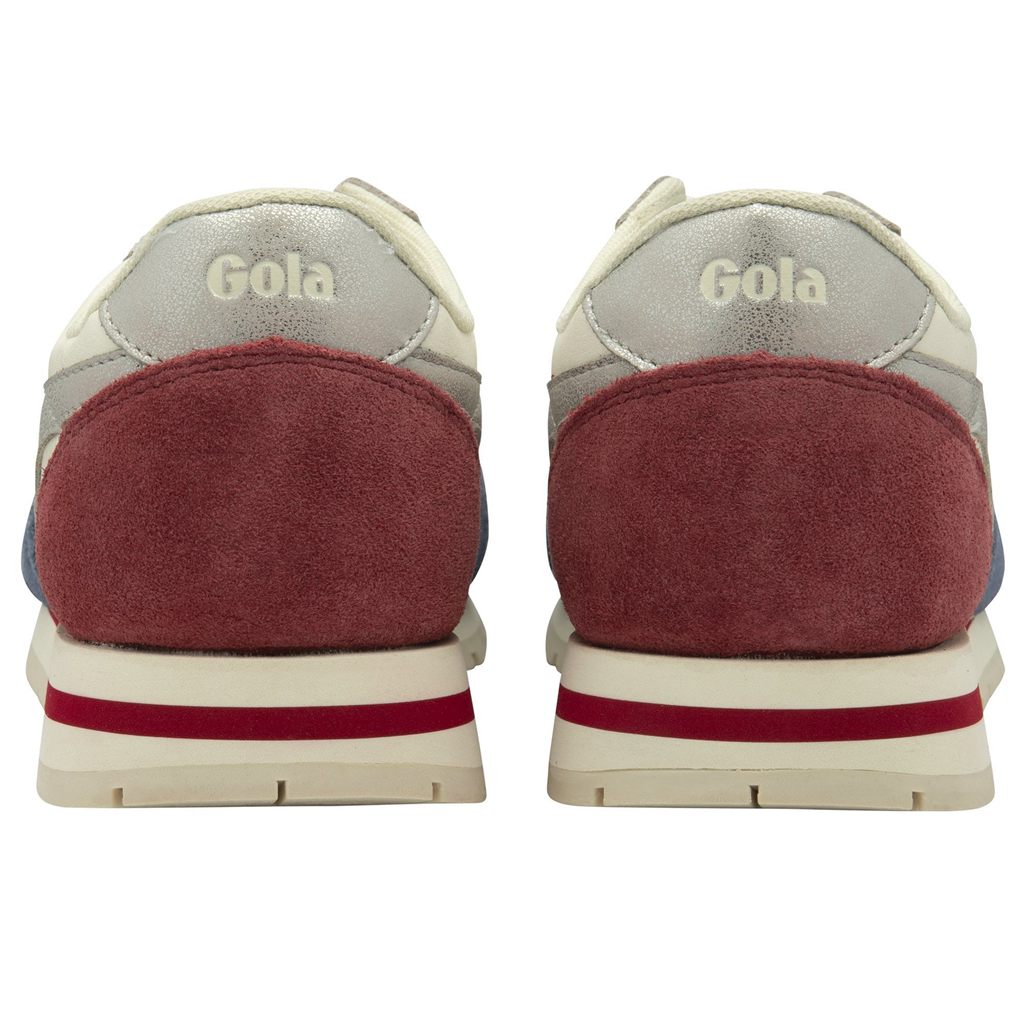 Gola Classics Daytona Quadrant Sneakers Hvite Sølv Dyp Rød Norge | OSEDKP-618