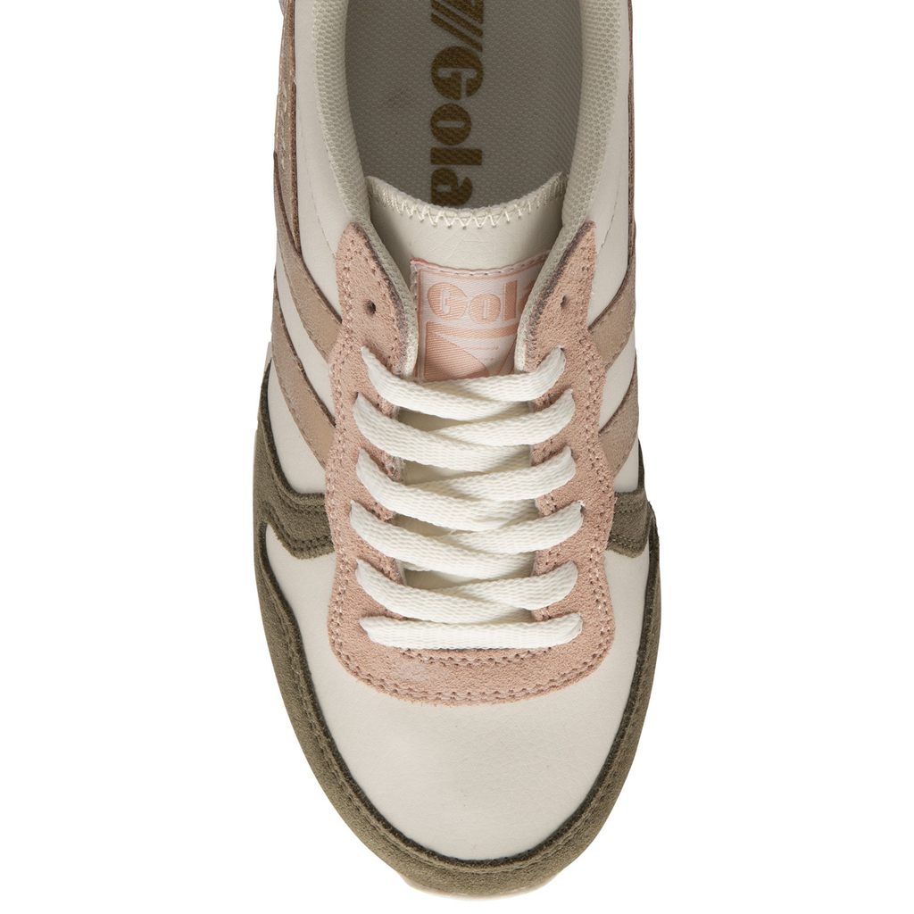 Gola Classics Daytona Quadrant Sneakers Hvite Khaki Rosa Gull Norge | OVZDYB-734