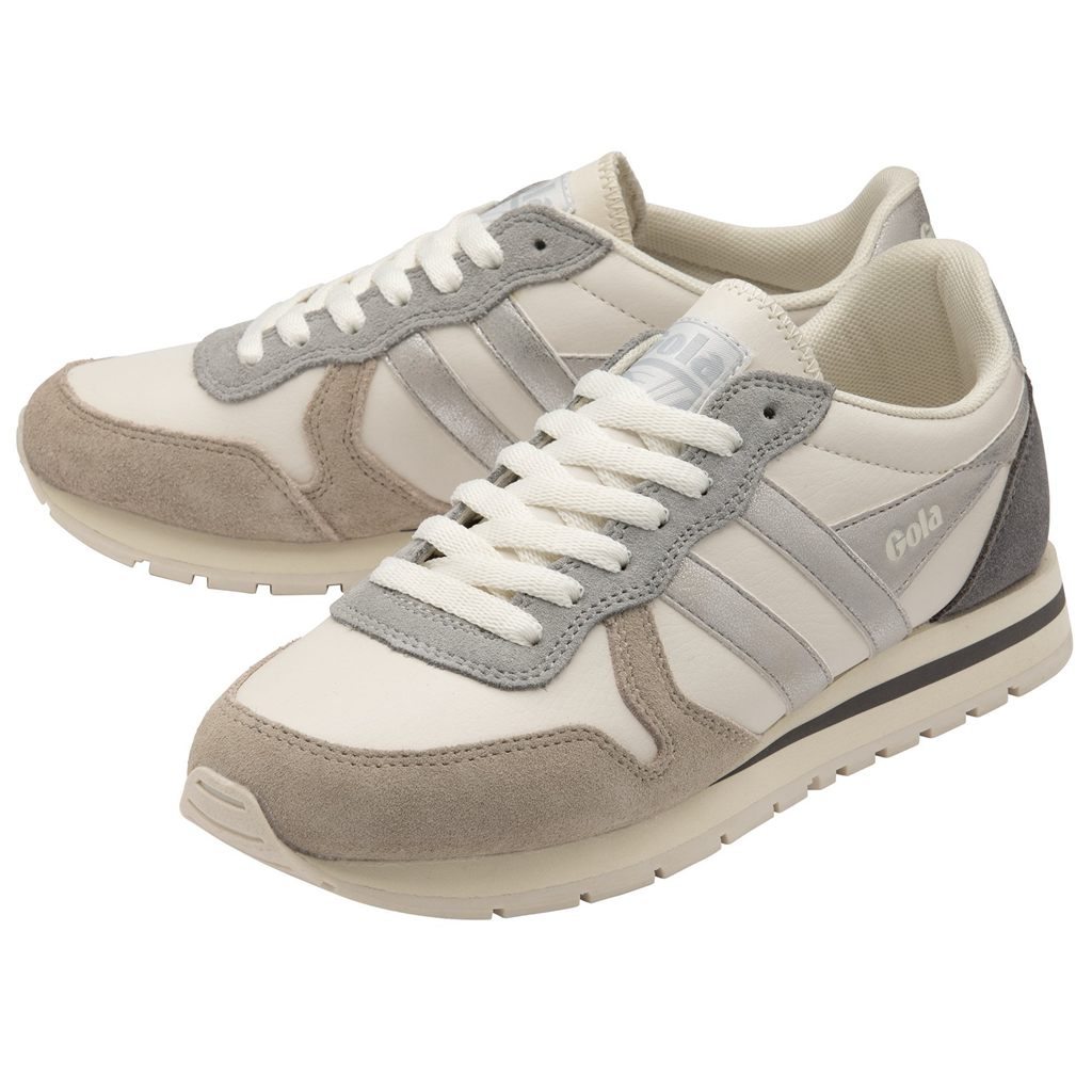 Gola Classics Daytona Quadrant Sneakers Hvite Grå Sølv Norge | ZUSIVC-619