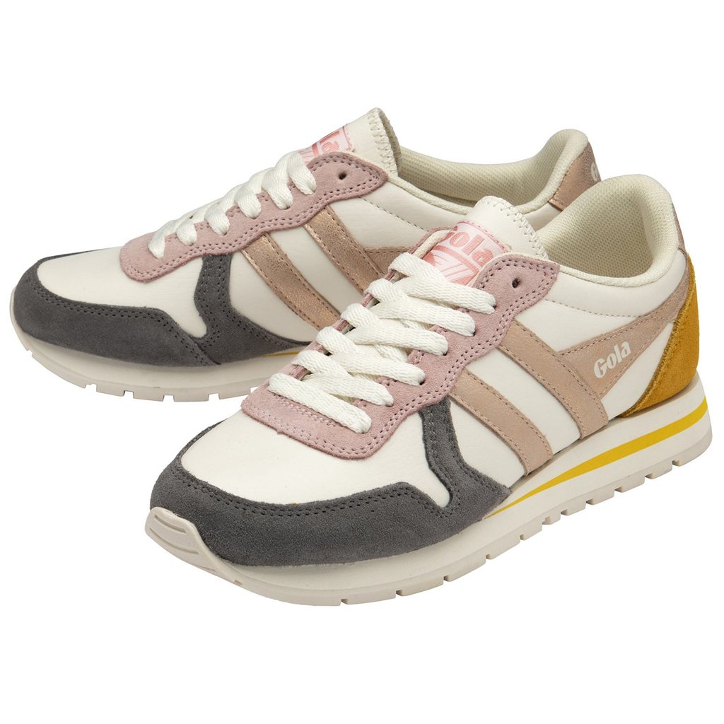Gola Classics Daytona Quadrant Sneakers Hvite Rosa Gull Norge | PQEFMN-085