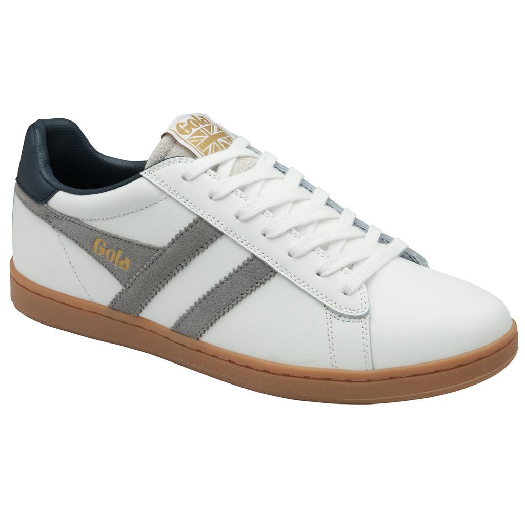 Gola Classics Equipe II Leather Sneakers Hvite Marineblå Norge | PMTNRH-306