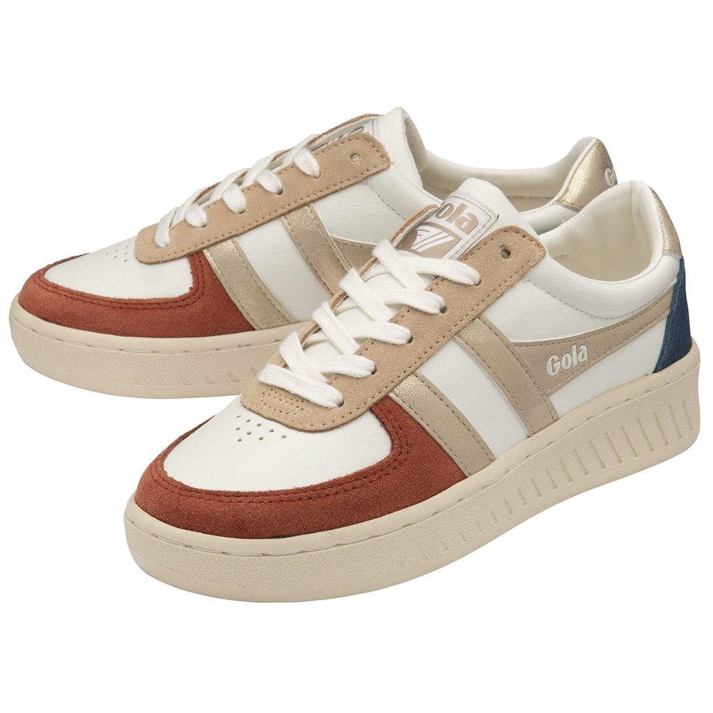 Gola Classics Grandslam Quadrant Sneakers Hvite Oransje Gull Norge | GAPHTW-698
