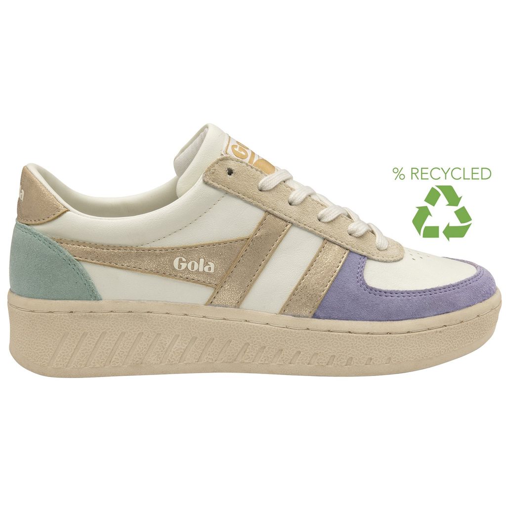 Gola Classics Grandslam Quadrant Sneakers Hvite Lavendel Gull Grønn Norge | YBIUZL-739