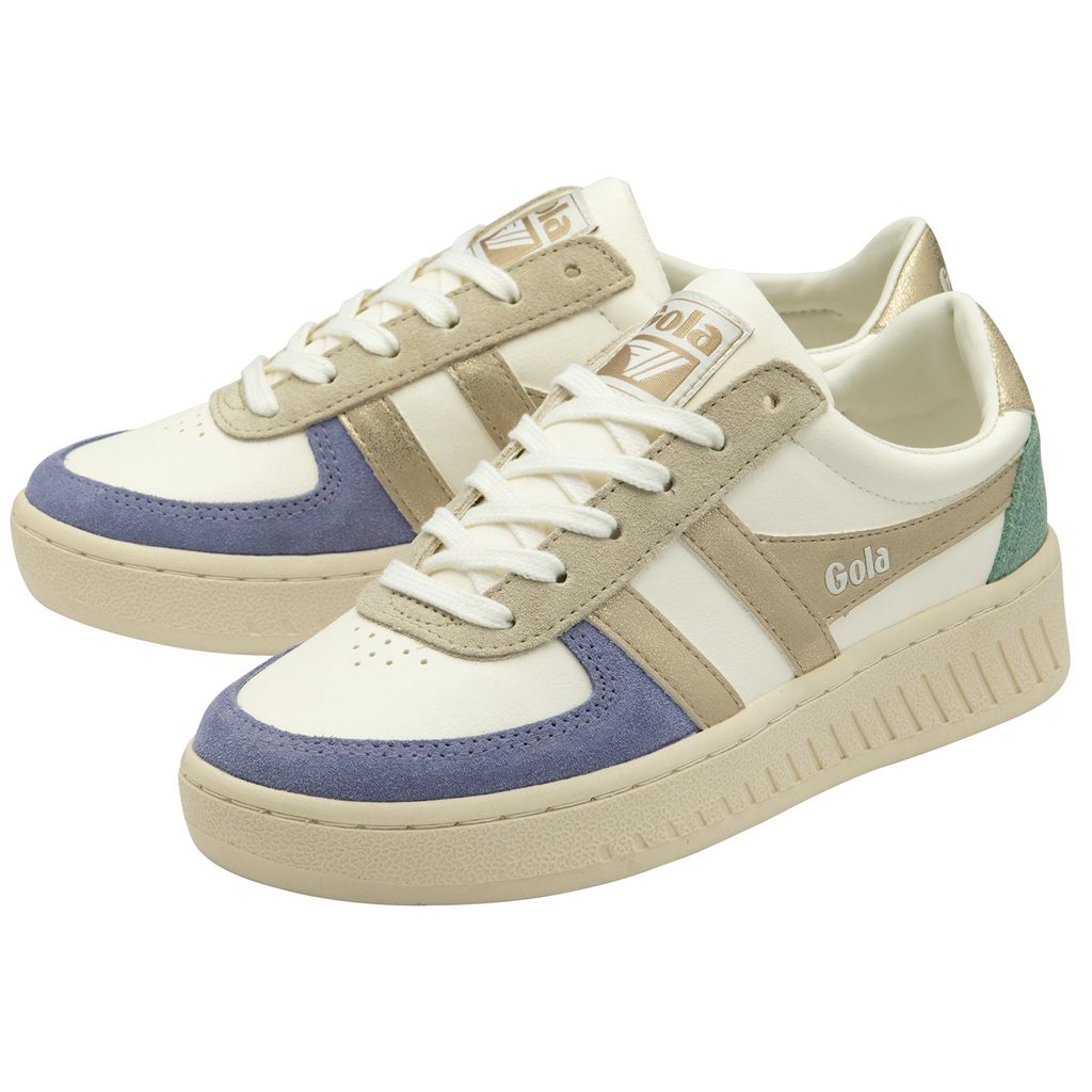 Gola Classics Grandslam Quadrant Sneakers Hvite Lavendel Gull Grønn Norge | YBIUZL-739