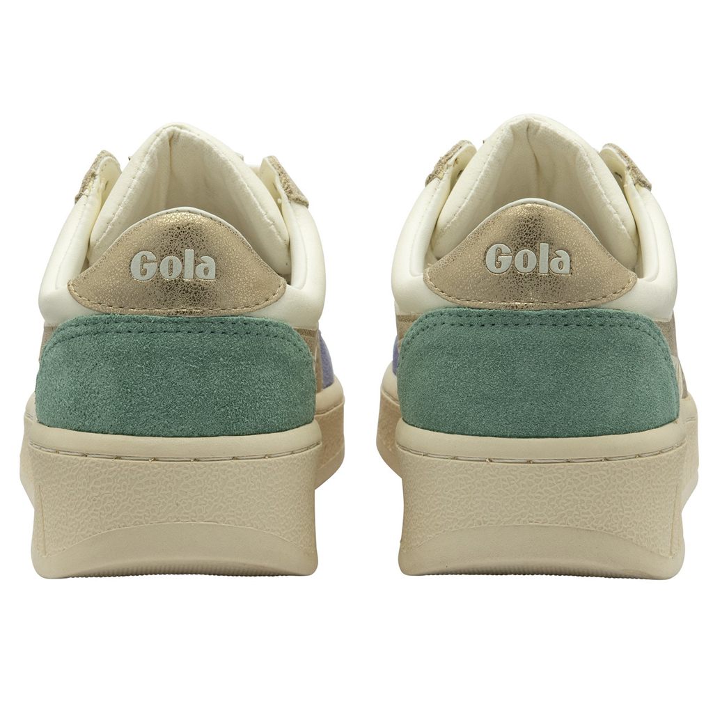 Gola Classics Grandslam Quadrant Sneakers Hvite Lavendel Gull Grønn Norge | YBIUZL-739