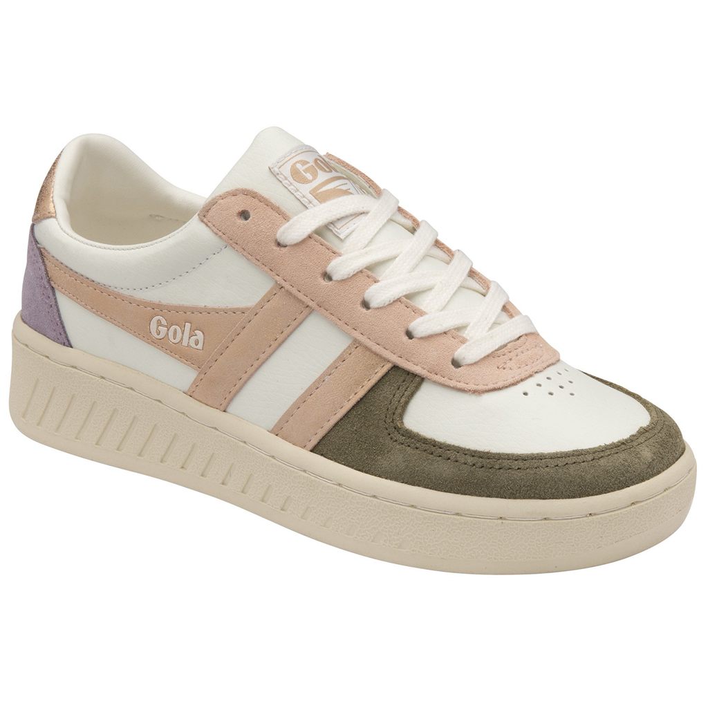 Gola Classics Grandslam Quadrant Sneakers Hvite Khaki Rosa Gull Norge | XYBKQI-307