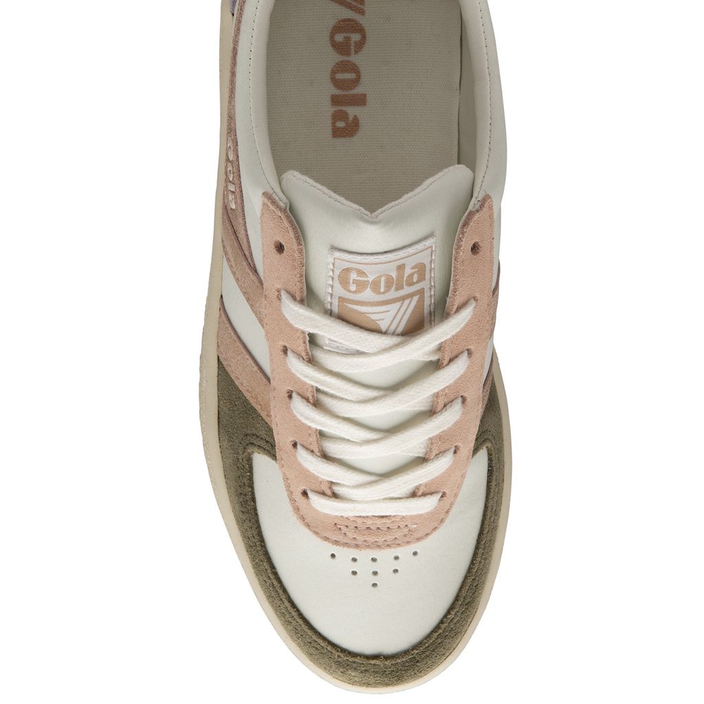 Gola Classics Grandslam Quadrant Sneakers Hvite Khaki Rosa Gull Norge | XYBKQI-307