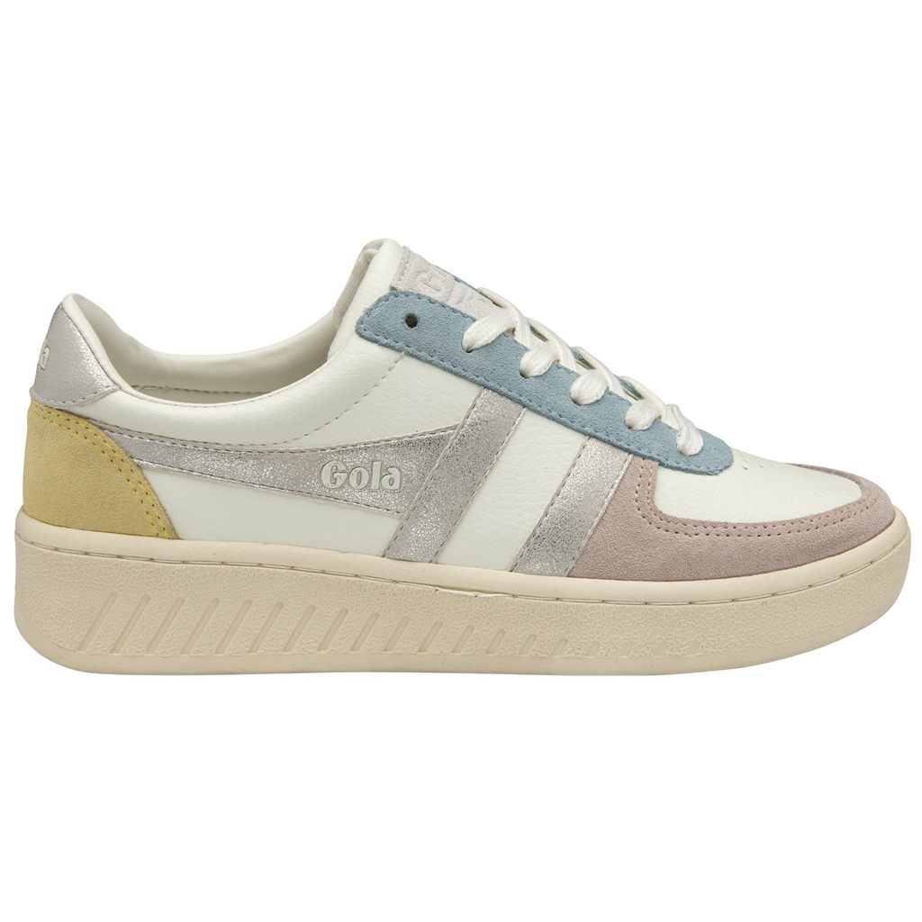 Gola Classics Grandslam Quadrant Sneakers Hvite Sølv Sitron Norge | OJSIZX-240