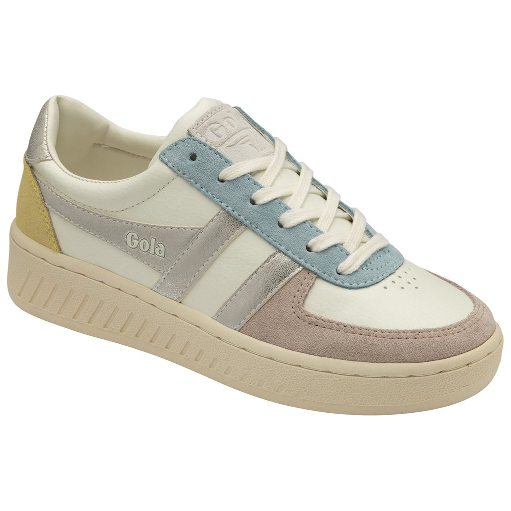 Gola Classics Grandslam Quadrant Sneakers Hvite Sølv Sitron Norge | OJSIZX-240