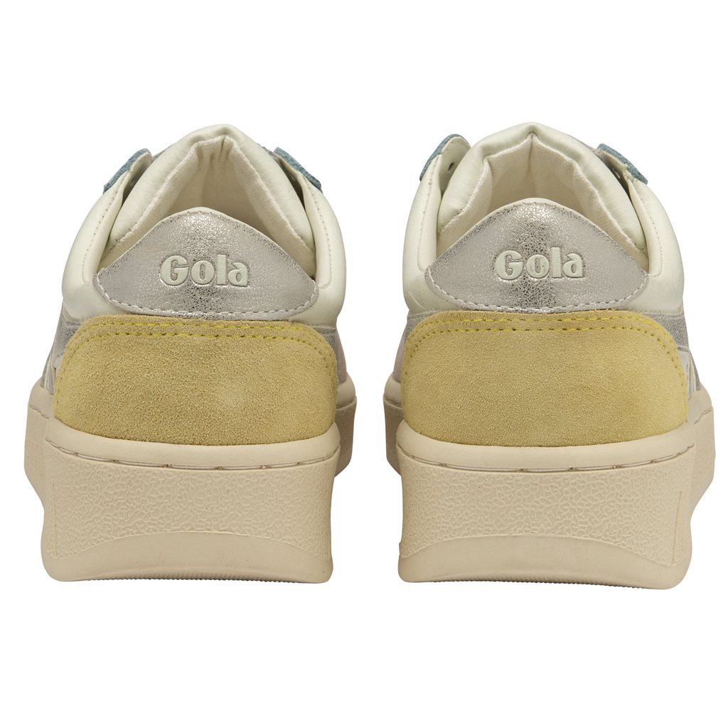 Gola Classics Grandslam Quadrant Sneakers Hvite Sølv Sitron Norge | OJSIZX-240