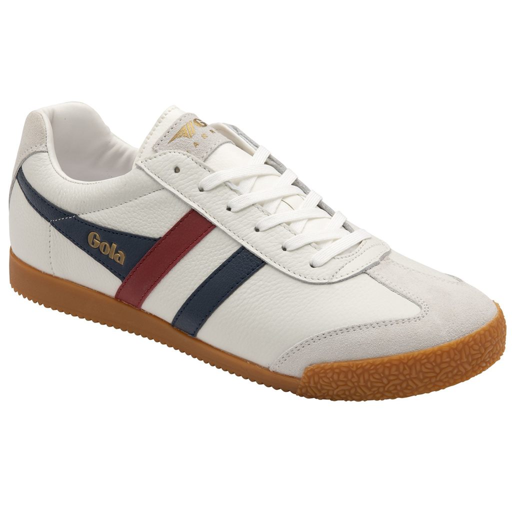 Gola Classics Harrier Leather Sneakers Hvite Marineblå Rød Norge | IDSJZF-173