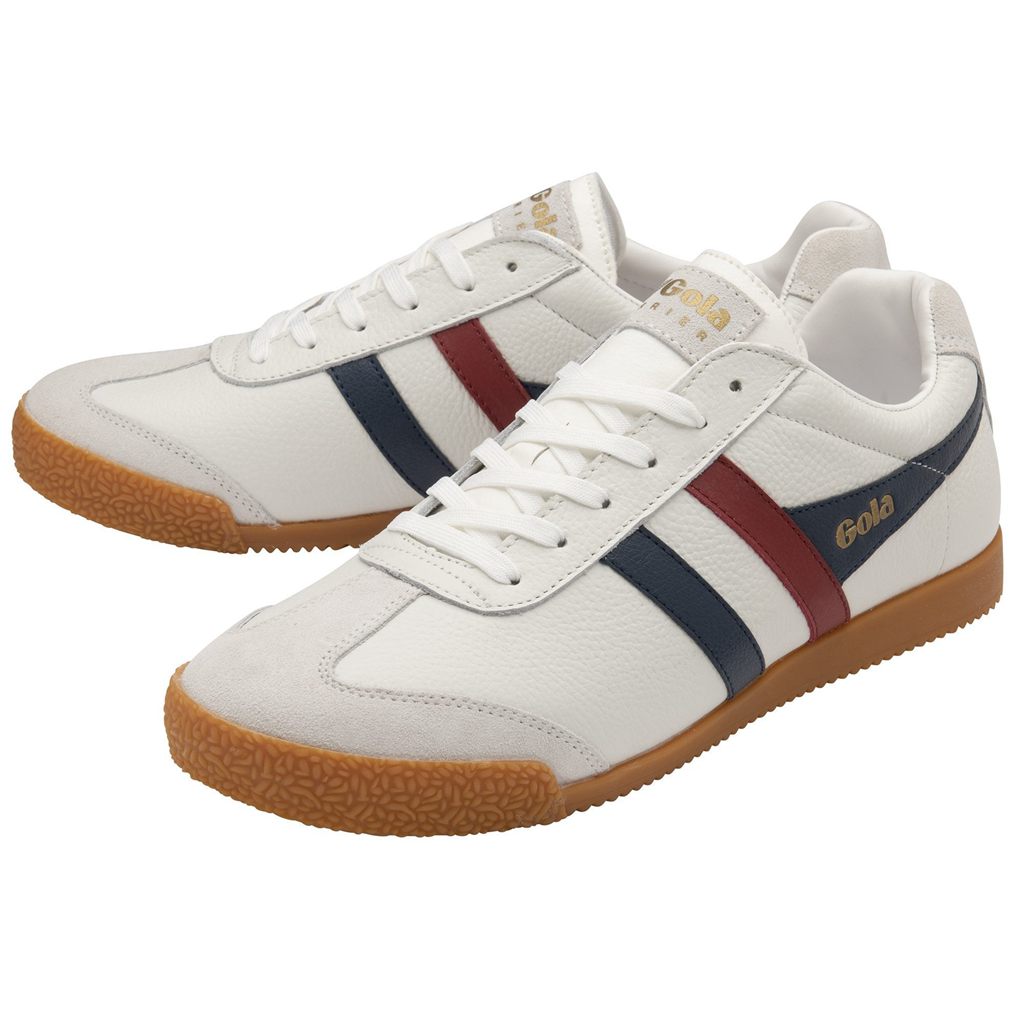 Gola Classics Harrier Leather Sneakers Hvite Marineblå Rød Norge | IDSJZF-173