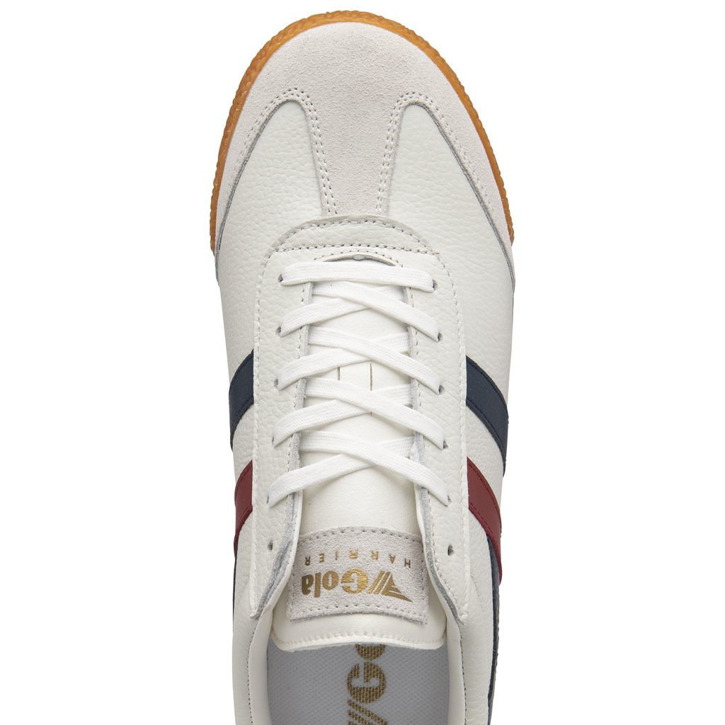 Gola Classics Harrier Leather Sneakers Hvite Marineblå Rød Norge | IDSJZF-173