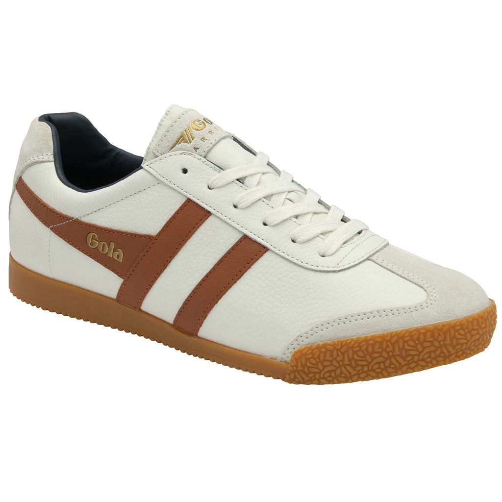 Gola Classics Harrier Leather Sneakers Hvite Oransje Marineblå Norge | YCZPAB-560