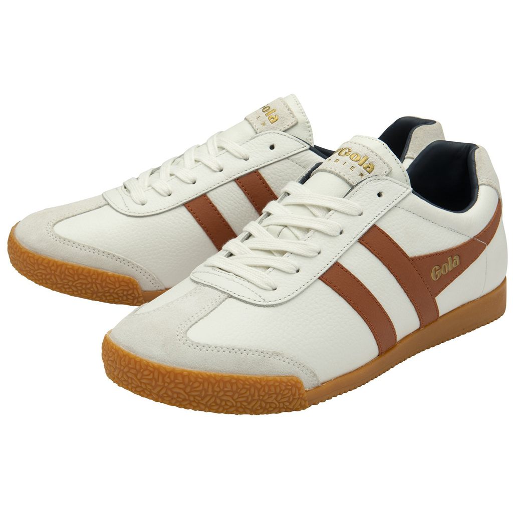 Gola Classics Harrier Leather Sneakers Hvite Oransje Marineblå Norge | YCZPAB-560