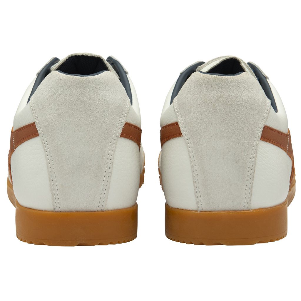 Gola Classics Harrier Leather Sneakers Hvite Oransje Marineblå Norge | YCZPAB-560